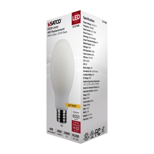 Main product image of 40W LED HID Replacement, ED28, 3000K CCT, Mogul Extended Base, 120-277V