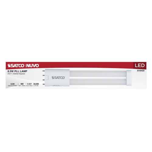 Main product image of 8.5W PLL LED, 2G11 Base, 30K/35K/40K/50K/65K CCT Selectable, Ballast Bypass, 120-277V (10 Pack)
