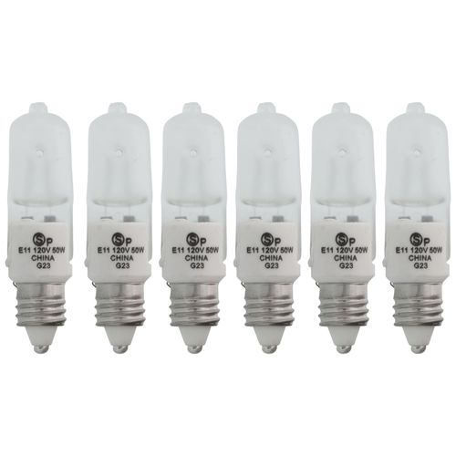Main product image of 50 Watt Halogen Bulb T4 - Frosted - 2000 Average rated hours - 675 Lumens - Mini Candelabra base - 120 Volt (6 Pack)