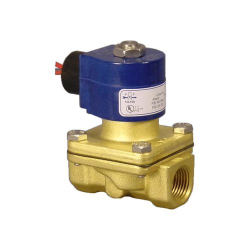 Main product image of 1/2" NPT Normally Closed 2-Way Brass Solenoid Valve, 5-200 PSI (100/120V AC)