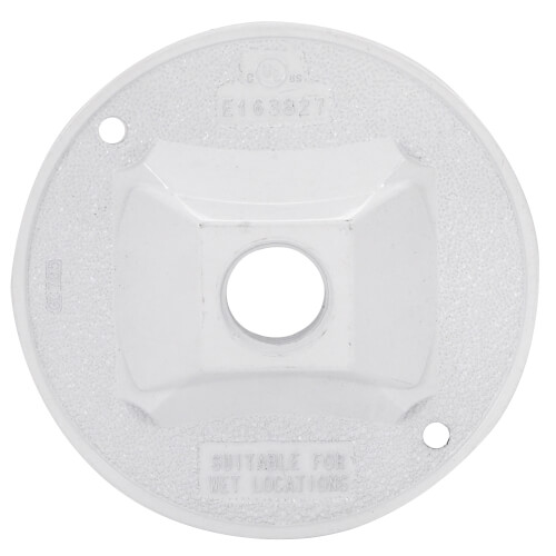 Main product image of 4-1/8" Dia. 1/2" Hub, 1 Hole Round Lamp Holder Cover (White)