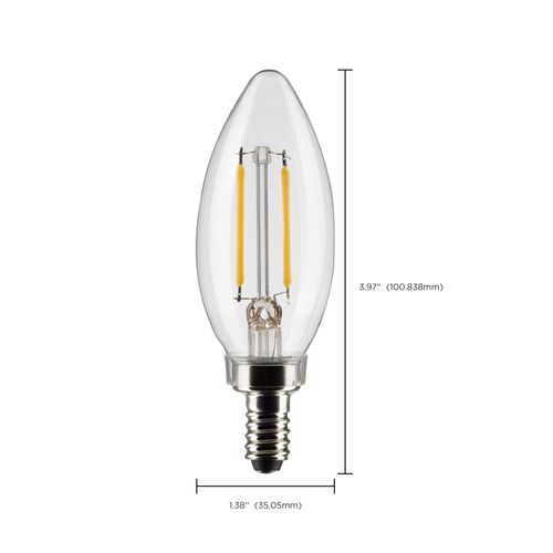 Main product image of 3 Watt B11 LED Bulb - Clear - Candelabra base - 90 CRI - 2700K - 120 Volt (8 Pack)