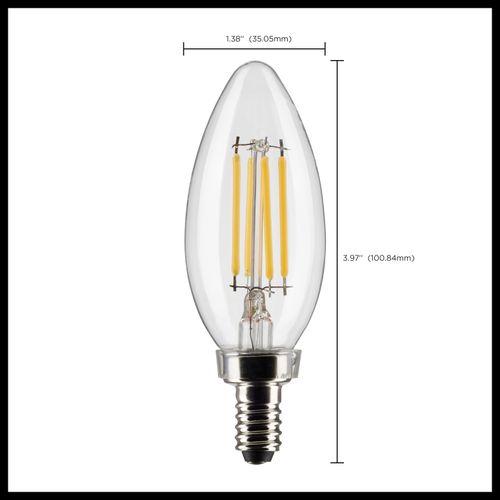 S21265 - Satco S21265 - 4 Watt B11 LED Bulb - Clear - Candelabra Base ...