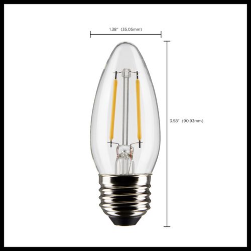 Main product image of 3 Watt B11 LED Bulb - Clear - Medium base - 90 CRI - 2700K - 120 Volt (8 Pack)