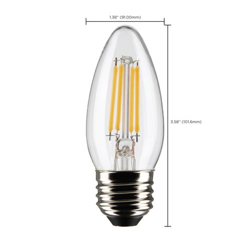 Main product image of 4 Watt B11 LED Bulb - Clear - Medium base - 90 CRI - 4000K - 120 Volt (6 Pack)