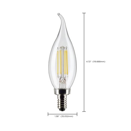 Main product image of 4 Watt CA10 LED Bulb - Clear - Candelabra base - 90 CRI - 2700K - 120 Volt (6 Pack)