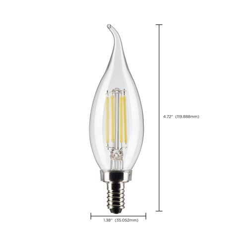 Main product image of 4 Watt CA10 LED Bulb - Clear - Candelabra base - 90 CRI - 3000K - 120 Volt (6 Pack)