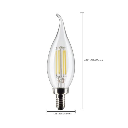 Main product image of 4 Watt CA10 LED Bulb - Clear - Candelabra base - 90 CRI - 5000K - 120 Volt (6 Pack)
