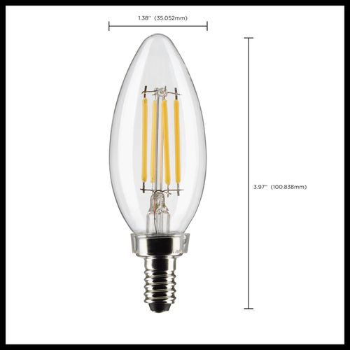 Main product image of 4 Watt B11 LED Bulb - Clear - Candelabra base - 90 CRI - 3000K - 120 Volt (9 Pack)