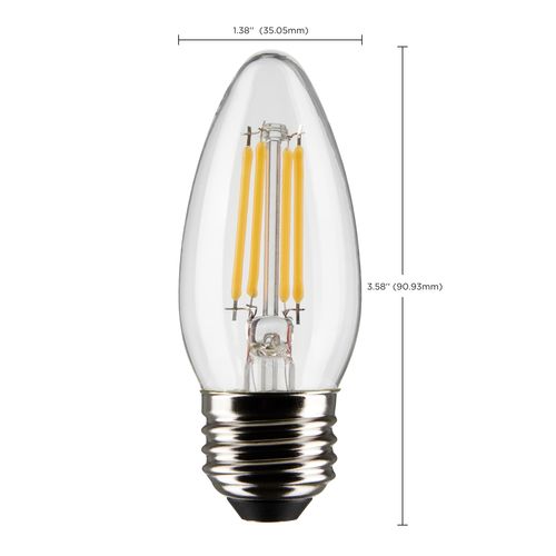 Main product image of 4 Watt B11 LED Bulb - Clear - Medium base - 90 CRI - 3000K - 120 Volt (9 Pack)