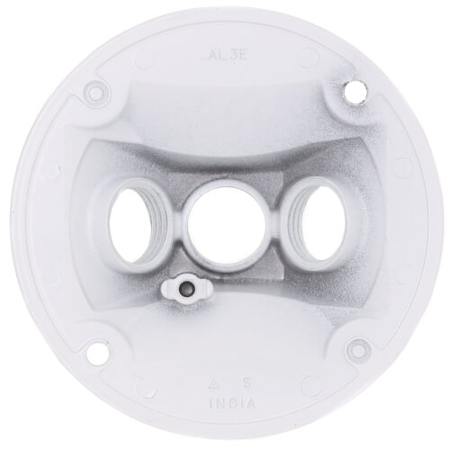 Main product image of 4-1/8" Dia. 1/2" Hub, 3 Hole Round Lamp Holder Cover (White)