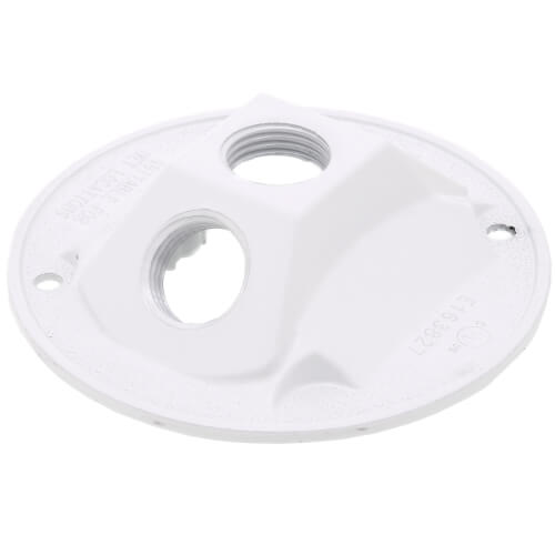 Main product image of 4-1/8" Dia. 1/2" Hub, 3 Hole Round Lamp Holder Cover (White)