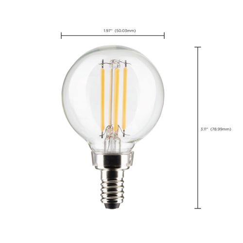 Main product image of 5.5 Watt G16.5 LED Bulb - Clear - Candelabra Base - 2700K - 500 Lumens - 120 Volt (10 Pack)