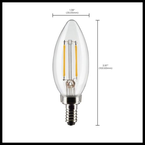Main product image of 3 Watt B11 LED Bulb - Clear - Candelabra Base - 2700K - 200 Lumens - 120 Volt (10 Pack)