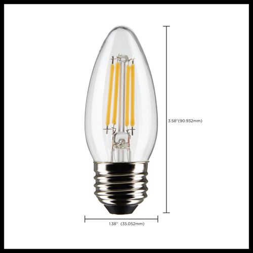 Main product image of 5.5 Watt B11 LED Bulb - Clear - Medium Base - 2700K - 500 Lumens - 120 Volt (10 Pack)