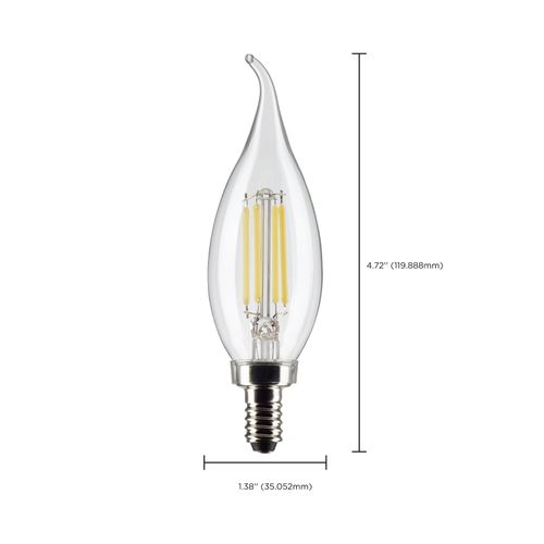 Main product image of 5.5 Watt CA10 LED Bulb - Clear - Candelabra Base - 2700K - 500 Lumens - 120 Volt (10 Pack)