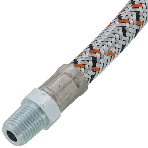 Main product image of 1/4" NPT (MxM) Flexible Oil Line, Braided Steel Covering (36" Length)