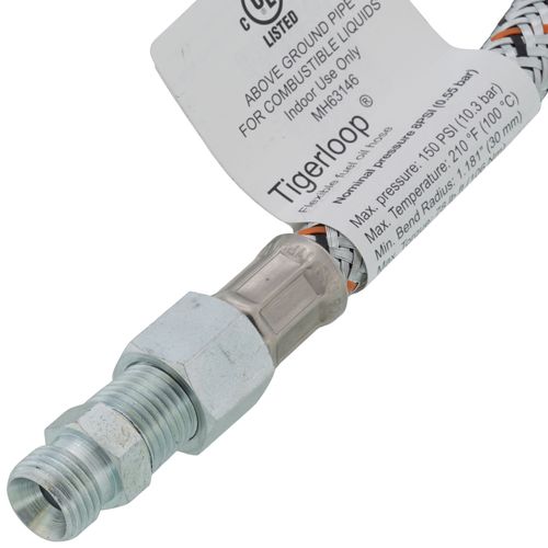 Main product image of 1/4" NPT (MxM) Flexible Oil Line, Braided Steel Covering (36" Length)