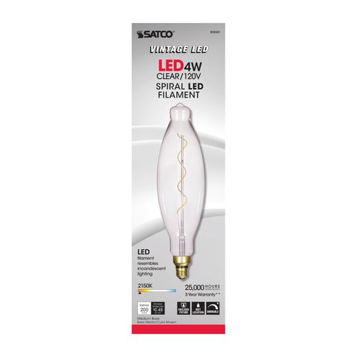 Main product image of 4 Watt BT38 LED vintage style Bulb - Clear - 25000 Average rated hours - Medium Base - 120 Volt (1 Pack)