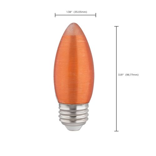 Main product image of 2 Watt C11 LED Bulb - Satin Spun - Amber - Medium base - 2100K - 100 Lumens - 120 Volt (5 Pack)