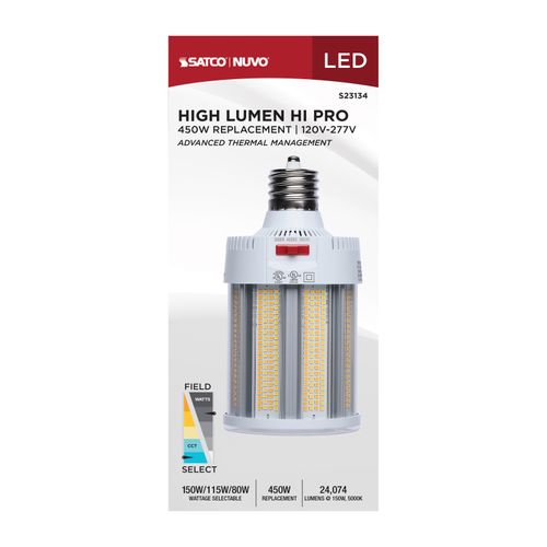 Main product image of 150/115/80W, 30K/40K/50K CCT, Field Selectable LED, Corncob, Mogul Extended Base, 120-277V, 450W HID Replacement