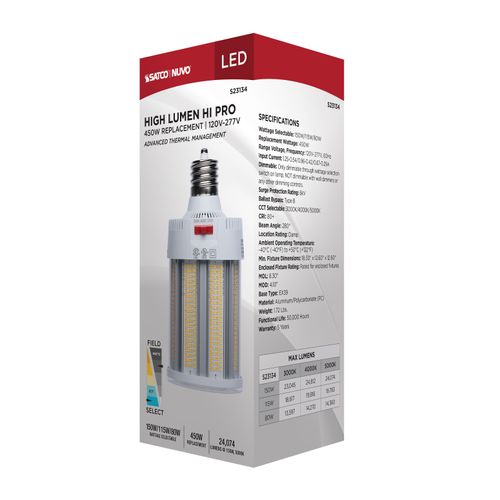 Main product image of 150/115/80W, 30K/40K/50K CCT, Field Selectable LED, Corncob, Mogul Extended Base, 120-277V, 450W HID Replacement