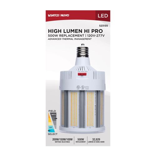 Main product image of 200/150/100W, 30K/40K/50K CCT, Field Selectable LED, Corncob, Mogul Extended Base, 120-277V, 500W HID Replacement
