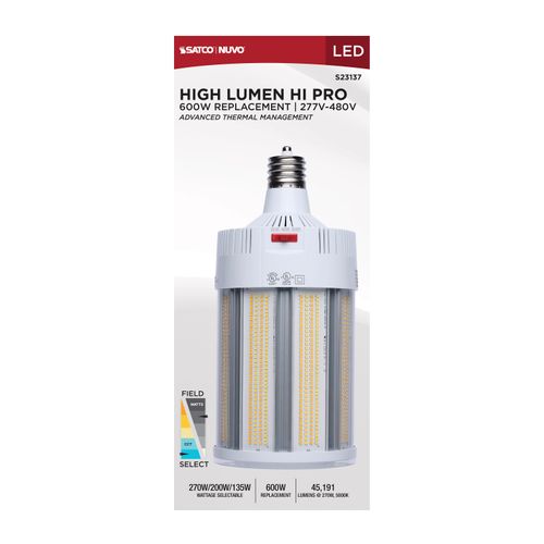 Main product image of 270/200/135W, 30K/40K/50K CCT, Field Selectable LED, Corncob, Mogul Extended Base, 277-480V, 600W HID Replacement