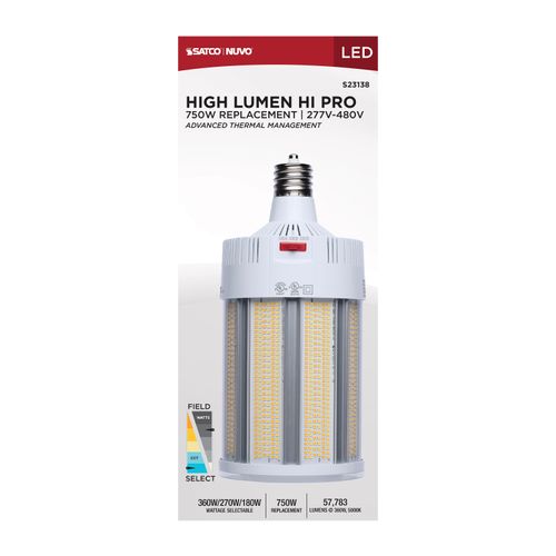 Main product image of 360/270/180W, 30K/40K/50K CCT, Field Selectable LED, Corncob, Mogul Extended Base, 277-480V, 750W HID Replacement