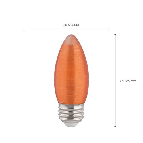 Main product image of 2 Watt C11 LED Bulb - Satin Spun - Amber - Medium base - 2100K - 100 Lumens - 120 Volt (5 Pack)