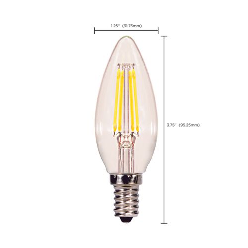 Main product image of 4.5 Watt B11 LED Bulb - Clear - Candelabra base - 2700K - 350 Lumens - 120 Volt (5 Pack)