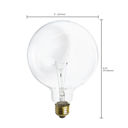 Main product image of 60 Watt G40 Incandescent Bulb - Clear - 4000 Average rated hours - 580 Lumens - Medium base - 120 Volt (6 Pack)