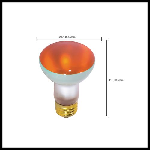 Main product image of 50 Watt R20 Incandescent Bulb - Amber - 2000 Average rated hours - Medium base - 130 Volt (10 Pack)