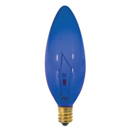 Main product image of 25 Watt BA9 1/2 Incandescent Bulb - Transparent Blue - 1500 Average rated hours - Candelabra base - 120 Volt (40 Pack)
