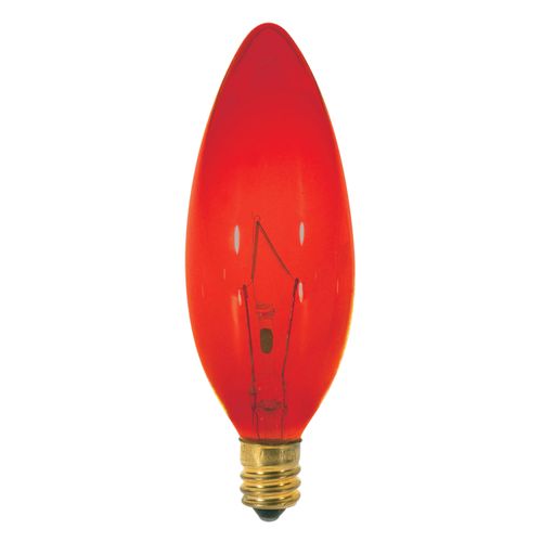 Main product image of 25 Watt BA9 1/2 Incandescent Bulb - Transparent Red - 1500 Average rated hours - Candelabra base - 120 Volt (30 Pack)