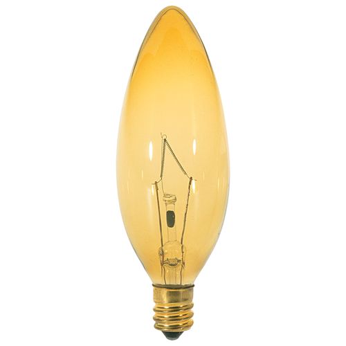 Main product image of 25 Watt BA9 1/2 Incandescent Bulb - Transparent Amber - 1500 Average rated hours - Candelabra base - 120 Volt (30 Pack)