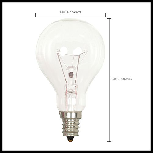 Main product image of 40 Watt A15 Incandescent - Clear - Appliance Lamp - 1000 Average rated hours - 420 Lumens - Candelabra base - 130 Volt (25 Pack)
