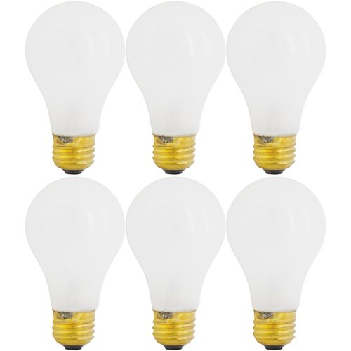 Main product image of 50 Watt A19 Incandescent Bulb - Frost - 1500 Average rated hours - 540 Lumens - Medium base - 34 Volt (6 Pack)