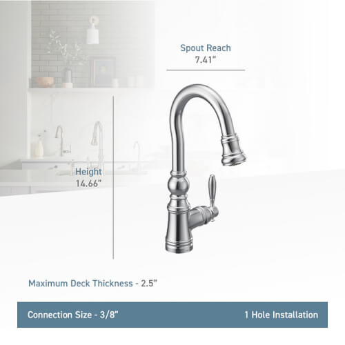 Main product image of Weymouth Single Handle High Arc Pulldown Bar Faucet (Brushed Gold), S53004BG