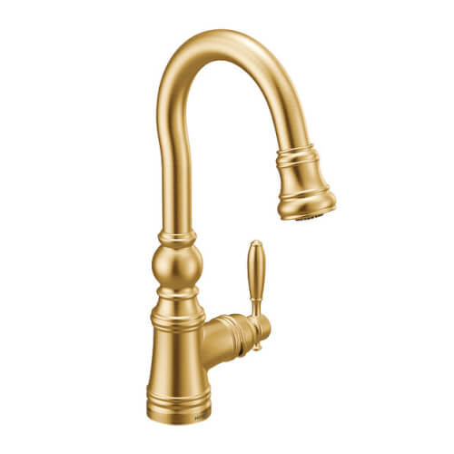 Main product image of Weymouth Single Handle High Arc Pulldown Bar Faucet (Brushed Gold), S53004BG