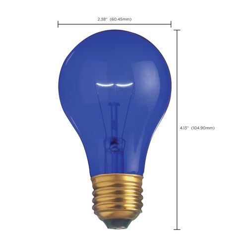 Main product image of 25 Watt A19 Incandescent Bulb - Transparent Blue - 2000 Average rated hours - Medium base - 130 Volt (30 Pack)