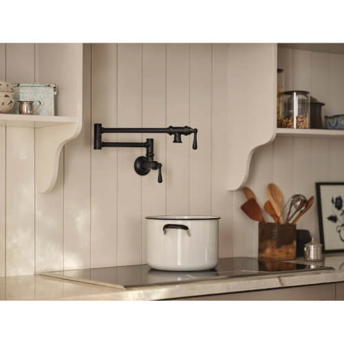 S664BL Moen S664BL Traditional Two Handle Pot Filler (Matte Black)