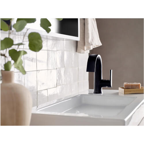 Main product image of Doux Single Handle High Arc Bathroom Faucet (Matte Black), S6910BL