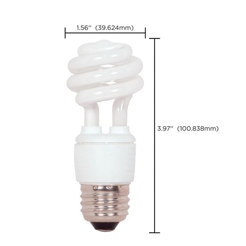 Main product image of 9 Watt - Mini Spiral Compact Fluorescent Bulb 2700K - 82 CRI - Medium base - 120 Volt (8 Pack)