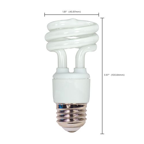 Main product image of 11 Watt - Mini Spiral Compact Fluorescent Bulb 4100K - 82 CRI - Medium base - 120 Volt (8 Pack)