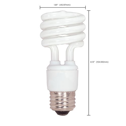 Main product image of 13 Watt - Mini Spiral Compact Fluorescent Bulb 2700K - 82 CRI - Medium base - 120 Volt (8 Pack)