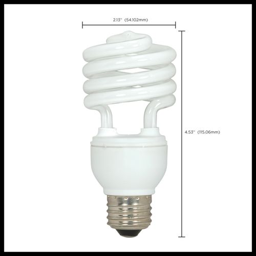 Main product image of 18 Watt - Mini Spiral Compact Fluorescent Bulb 4100K - 82 CRI - Medium base - 120 Volt (6 Pack)
