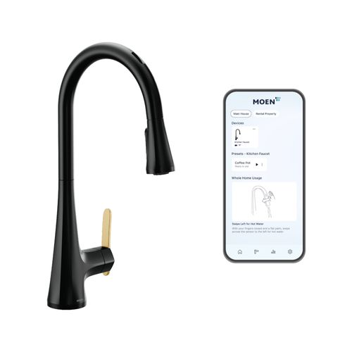 Main product image of Sinema Motion Control Smart 1 Handle High Arc Pulldown Kitchen Faucet (Matte Black), S7235EV2BL