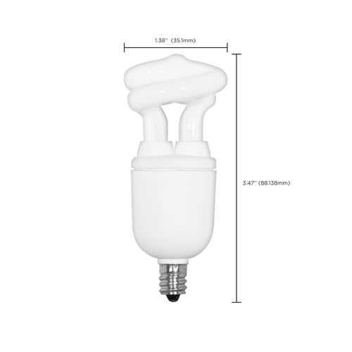 Main product image of 5 Watt - Mini Spiral Compact Fluorescent Bulb 4100K - 82 CRI - Candelabra base - 120 Volt (8 Pack)