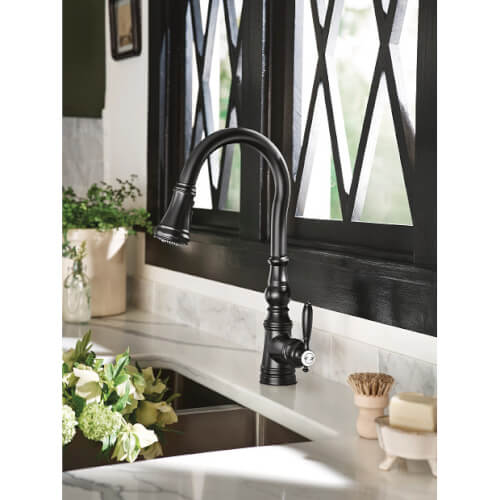 Main product image of Weymouth Single Handle High Arc Pulldown Kitchen Faucet (Matte Black), S73004BL